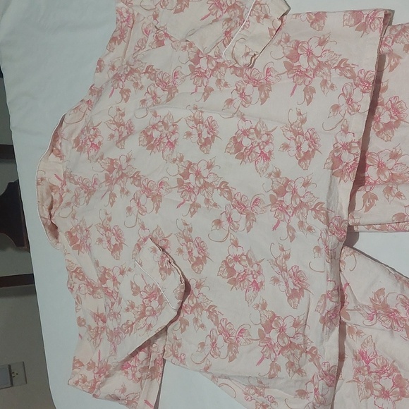 Blair Pink Floral Womens Size Large Pajama Set.Elastic Waist .100 % Cotton - Picture 5 of 12